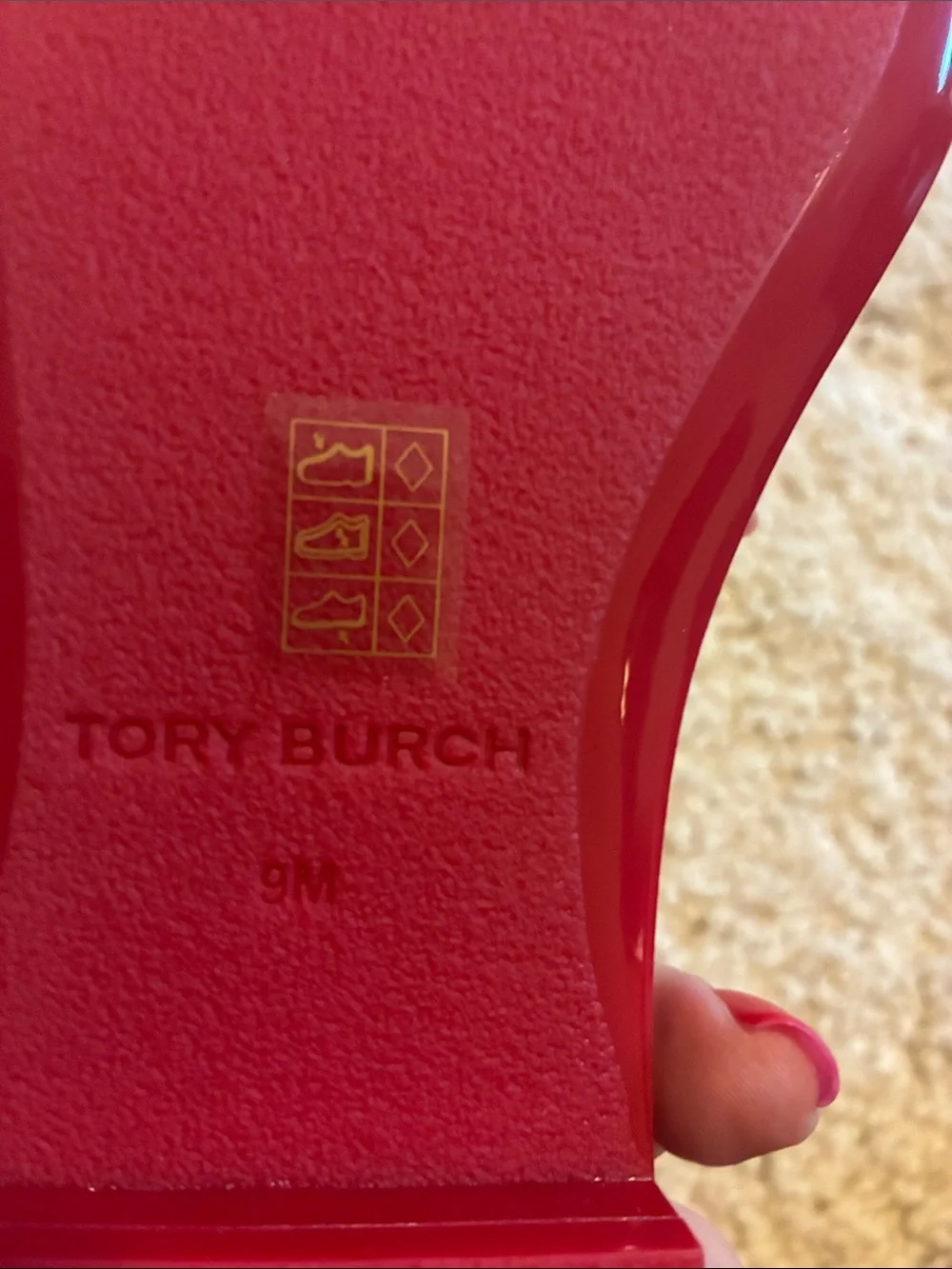 Tory Burch Red Patent Logo Slide Sandal